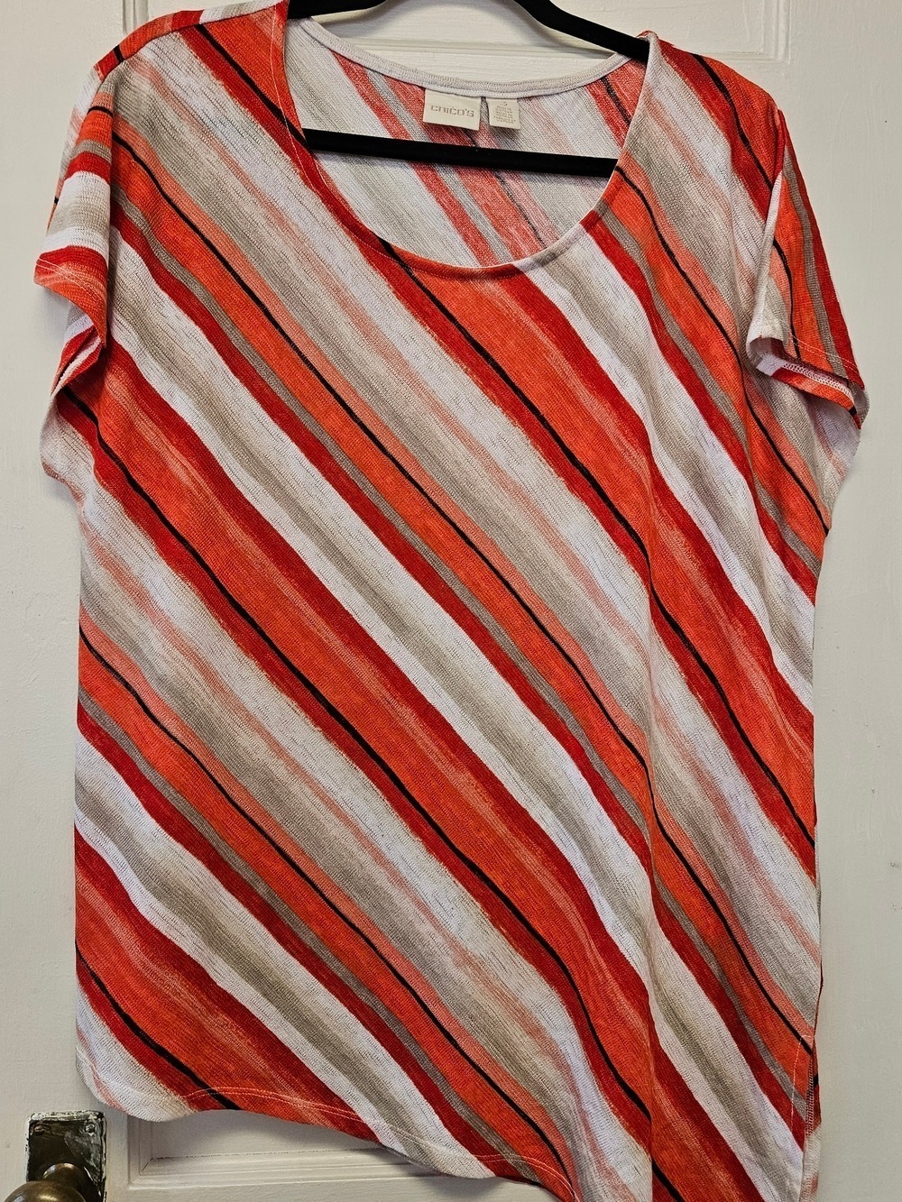 Chico's Orange Stripe Scoop Neck Women's Top
